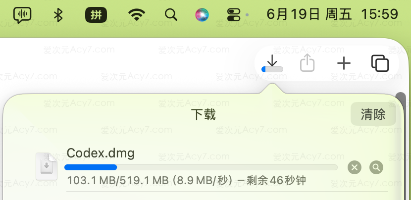 查看 Codex.dmg 下载进度