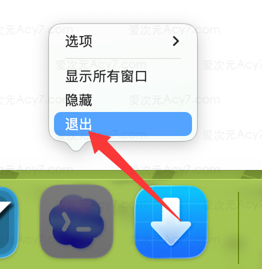 从 Dock 退出 Codex