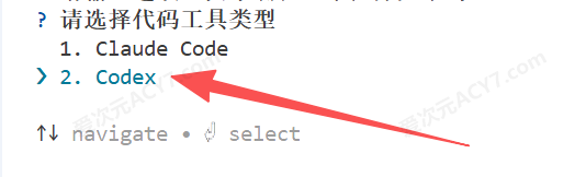 选择 Codex