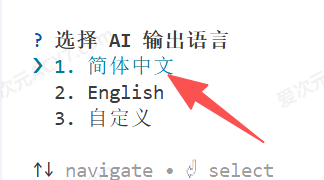 选择 AI 输出语言